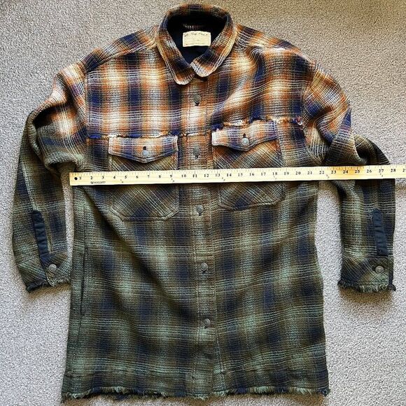 We the Free Anneli Plaid Shirt Jacket Shacket Tobacco Ombre Free People | Sz M - Picture 5 of 15